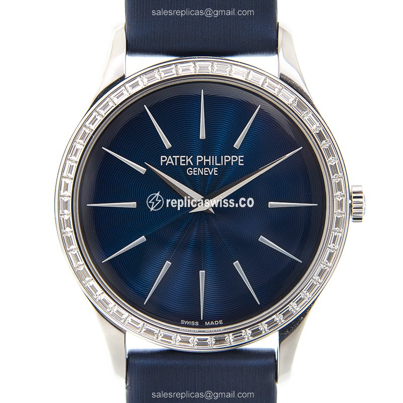 Patek Philippe Calatrava Replica - Manual Wind - White Gold - Blue Dial - Luxury Replica CALATRAVA Watch