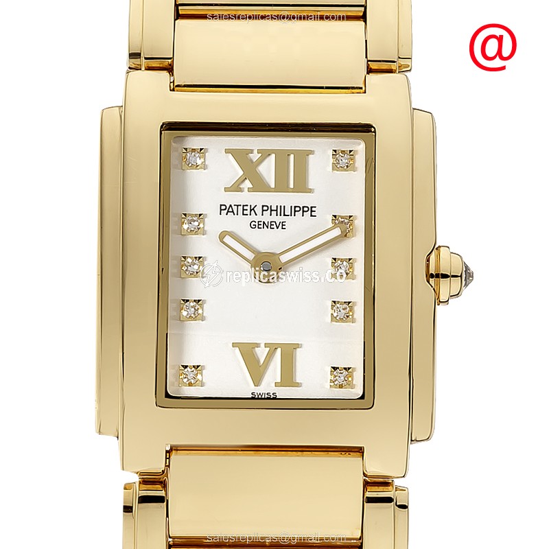 Patek Philippe TWENTY-4 Quartz 18kt Gold - White Dial - Gold Clasp & Strap - Luxury Replica TWENTY-4 Watch