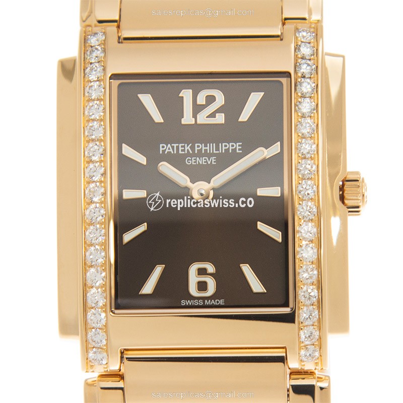 Patek Philippe 4910/1201R-001 TWENTY-4 Quartz 18kt Rose Gold & Diamonds - Luxury Replica TWENTY-4 Watch