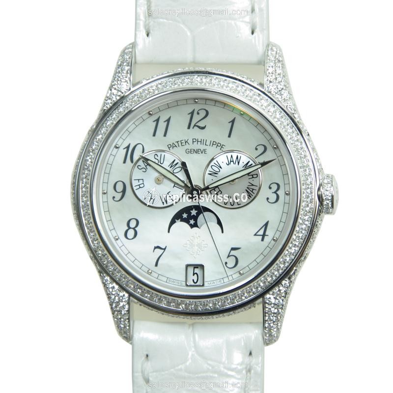 Patek Philippe 4937G-001 Complications - Auto - 18kt White Gold - Diamond Dial - White Alligator Buckle - Luxury Replica COMPLICATIONS Watch