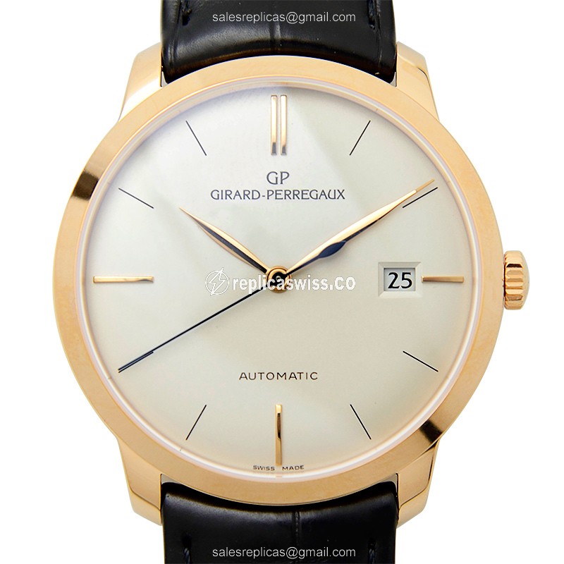 Girard-Perregaux 1966 Replica - Auto - 18kt Rose Gold - White Dial - Alligator Black - Luxury Replica GIRARD-PERREGAUX 1966 Watch