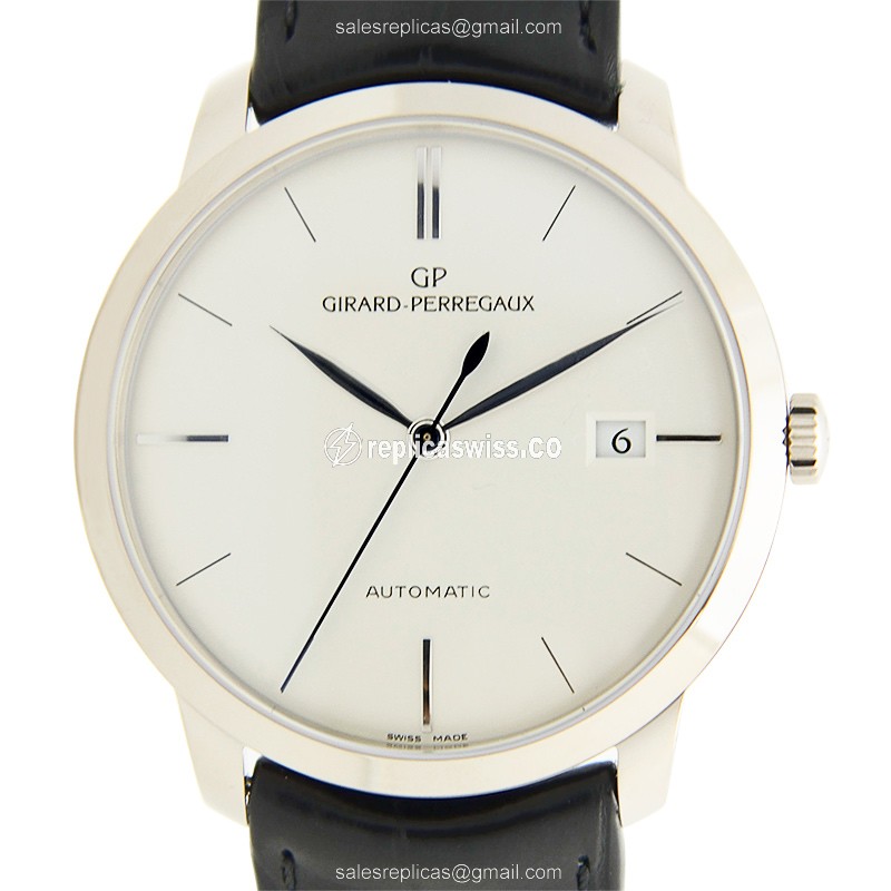 Girard Perregaux 1966 Replica - Automatic - 18kt Gold - White Dial - Black Alligator - Luxury Replica GIRARD-PERREGAUX 1966 Watch