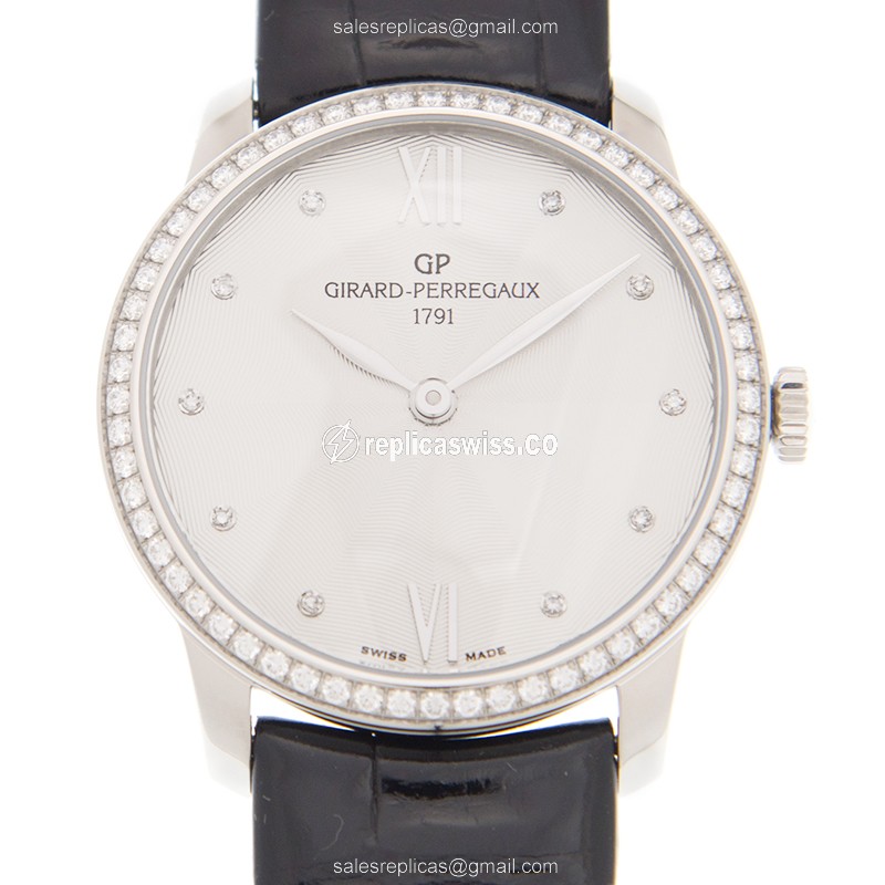 Girard Perregaux 1966 Automatic - Stainless Steel - Diamond Dial - Silver - Black Alligator Strap