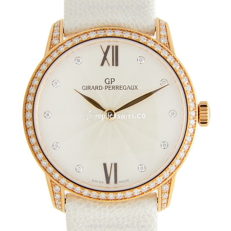 Girard Perregaux 1966 Replica - Automatic - 18kt Rose Gold Case - White Dial, Diamond - Luxury Replica GIRARD-PERREGAUX 1966 Watch