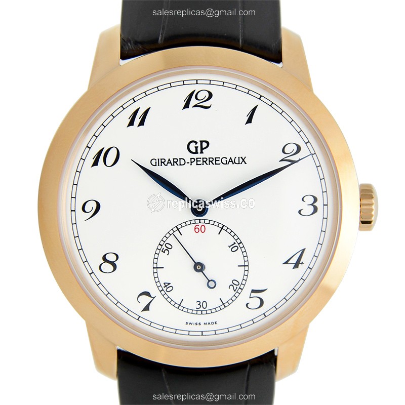 Girard-Perregaux 1966 Replica - Automatic - 18kt Rose Gold - White Dial - Black Alligator Strap - Luxury Replica GIRARD-PERREGAUX 1966 Watch