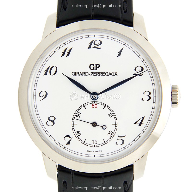 Girard Perregaux 1966 Replica - Automatic - 18kt White Gold - White Dial - Alligator Black Strap - Luxury Replica GIRARD-PERREGAUX 1966 Watch