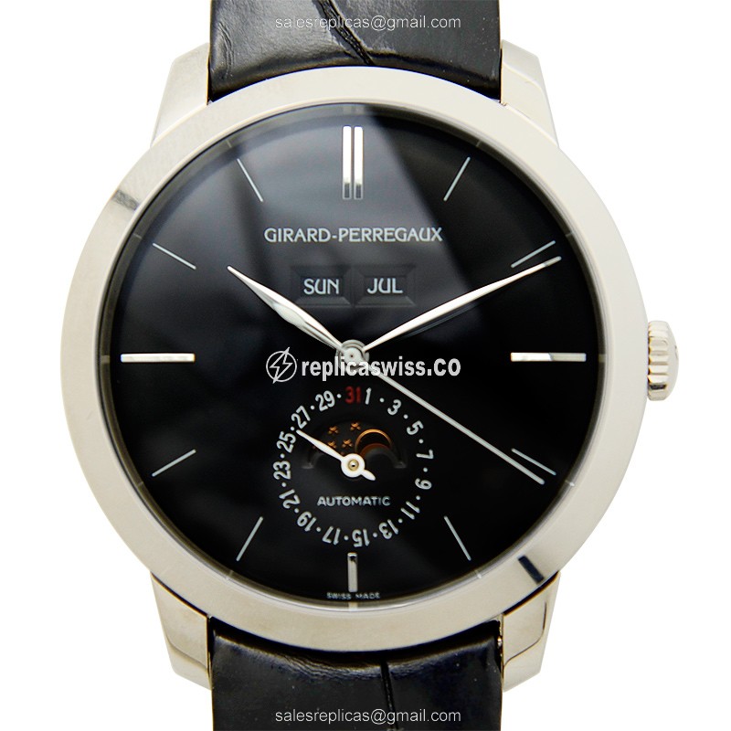Girard Perregaux 1966 Replica - Automatic - 18kt Gold - Black Dial - Black Alligator Strap - Luxury Replica GIRARD-PERREGAUX 1966 Watch