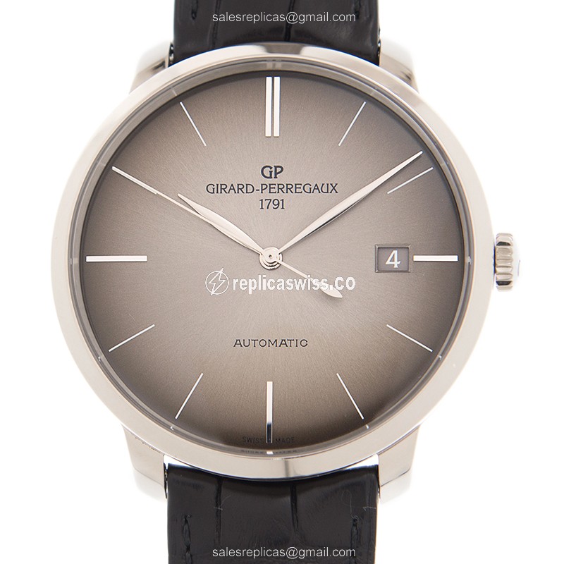 Girard Perregaux 1966 Replica - Automatic - 18kt White Gold - Gray Dial - Black Alligator Strap - Luxury Replica 1966 Watch