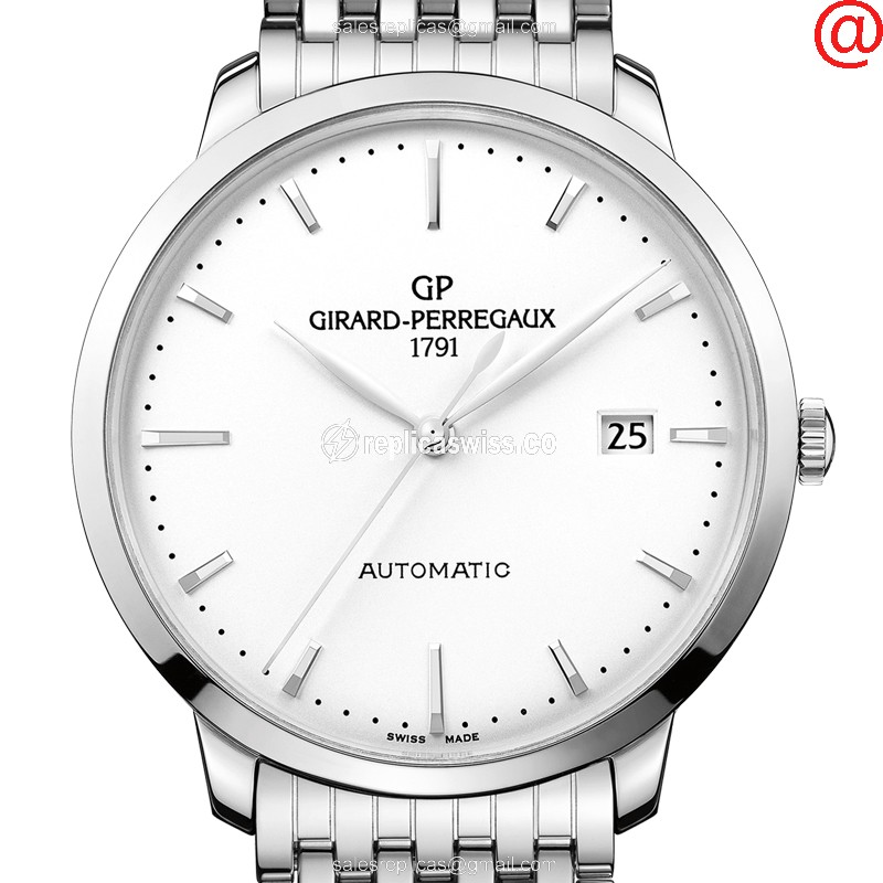 Girard Perregaux 1966 Replica - Automatic - White Dial - Steel Case - Silver Strap - Luxury Replica GIRARD-PERREGAUX 1966 Watch