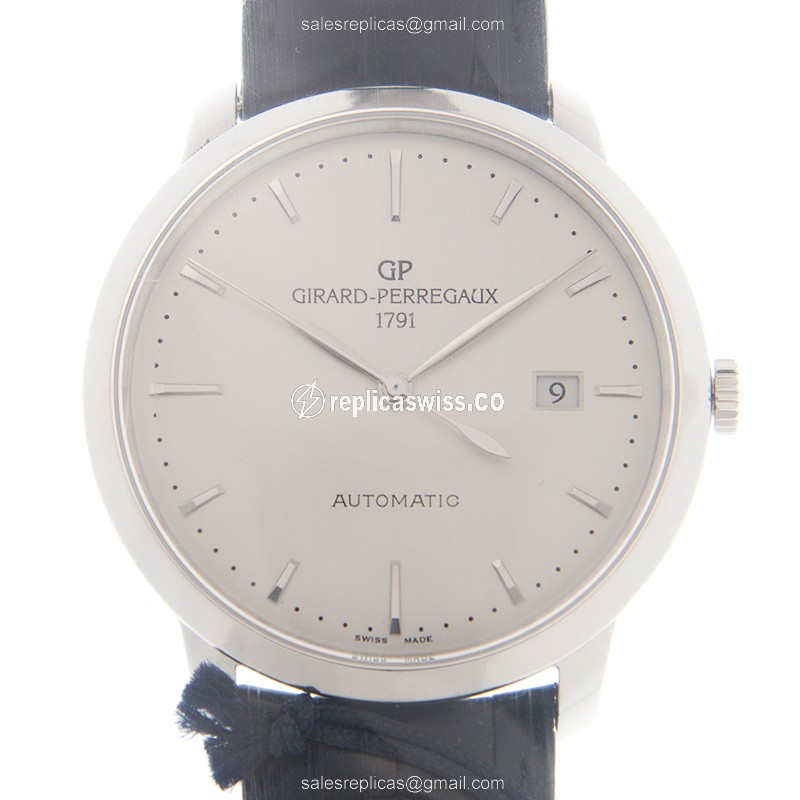 Girard-Perregaux 1966 Automatic - Steel Case - Silver Dial - Black Alligator Strap - Sapphire Crystal - Luxury Replica GIRARD-PERREGAUX 1966 Watch