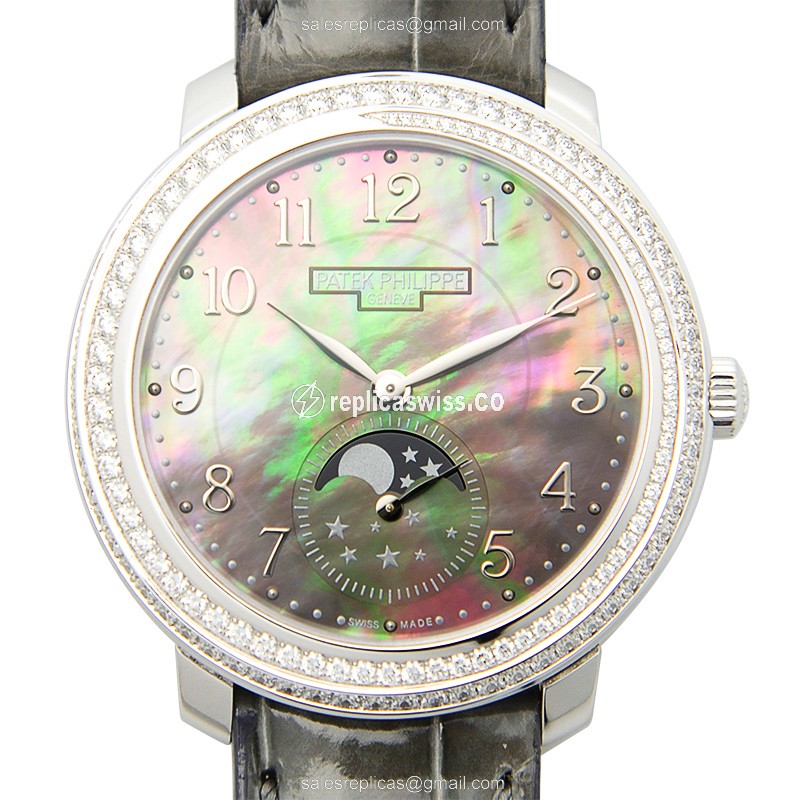 Patek Philippe 4968G-001 Complications - Manual - 18kt Gold - Diamond - Grey Dial - Brown Alligator