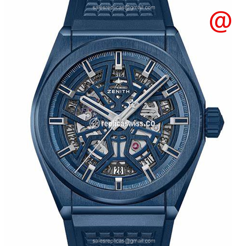 Zenith DEFY Automatic Ceramic - Blue Dial - Rubber Strap - Clasp - Luxury Replica DEFY Watch