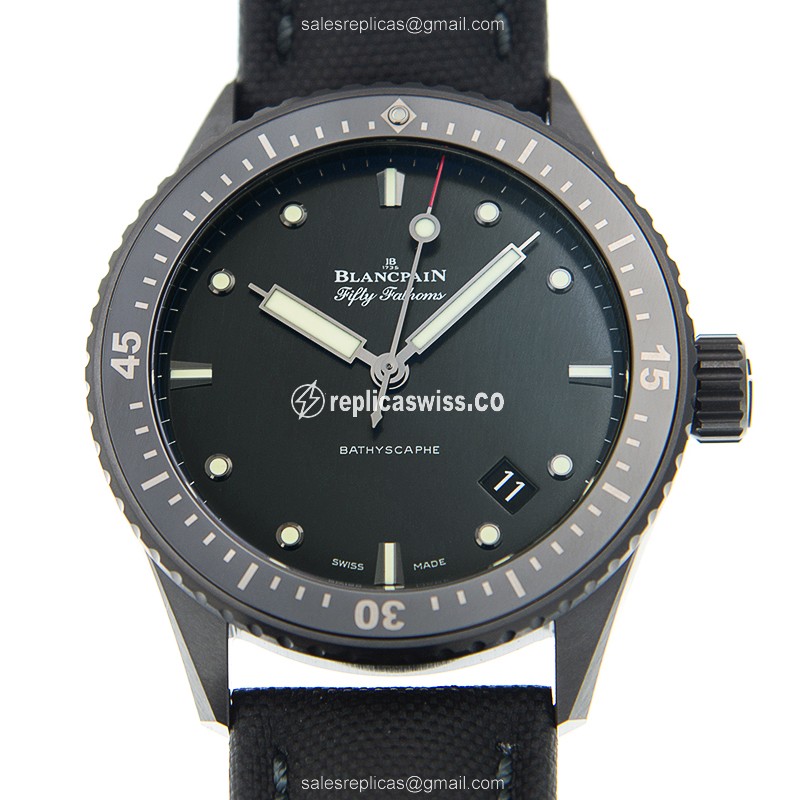 Blancpain 5000-0130-B52A Replica - Automatic - Ceramic - Black Dial - Nylon Black Strap
