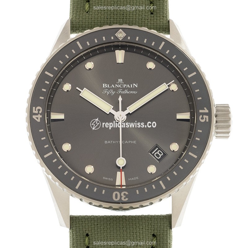 Blancpain 5000-1110-K52A Replica - Automatic - Steel Case - Gray Dial - Green Nylon Strap