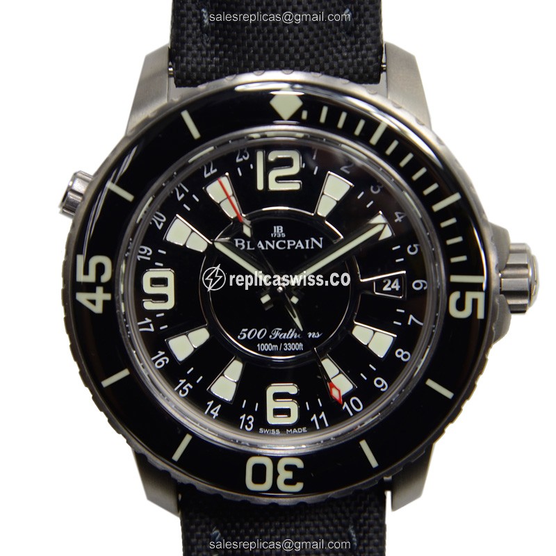 Blancpain 50021-12B30-52B Replica - Automatic Titanium - Black Canvas Strap
