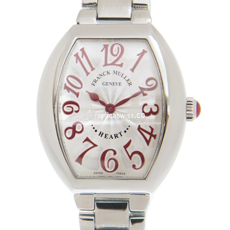 Franck Muller 5002 L QZ O HEART Quartz - Steel Case - Silver Dial - Steel Clasp - Luxury Replica HEART Watch