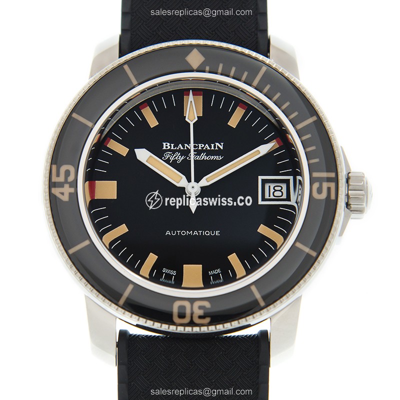 Blancpain 5008B-1130-B52A Replica - Automatic - Black Dial - Steel Case - Black Rubber Strap
