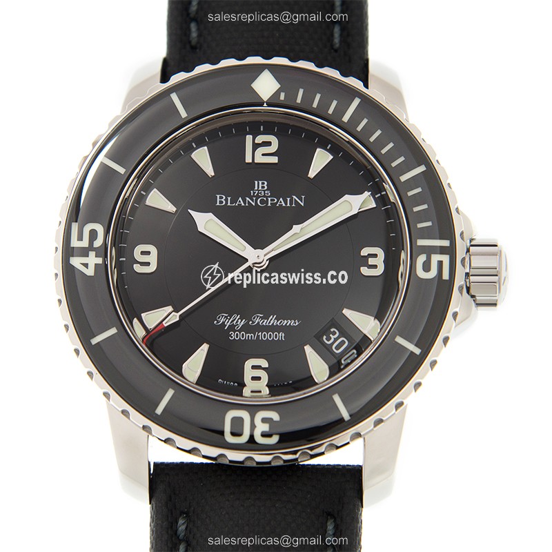 Blancpain 5015-1130-52A Replica - Automatic - Steel - Black - Canvas Strap - Buckle Clasp