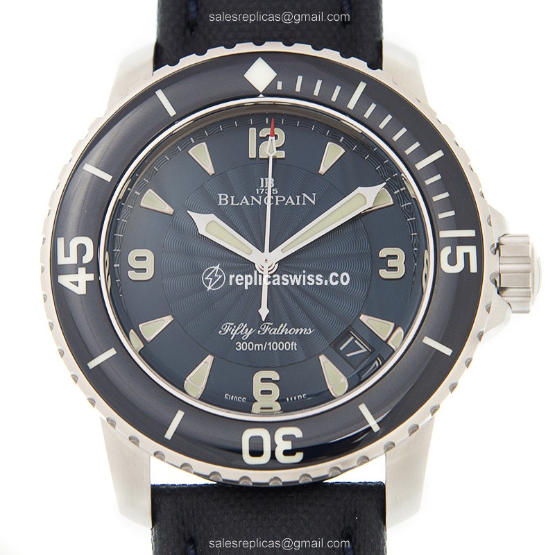 Blancpain 5015D-1140-52B Replica - Automatic - Steel Case - Blue Dial - Canvas Strap