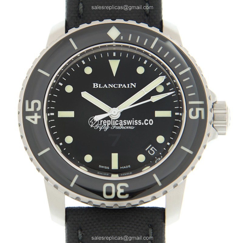 Blancpain 5015E-1130-B52A Replica - Automatic - Black Dial - Stainless Steel Case - Leather Black Strap