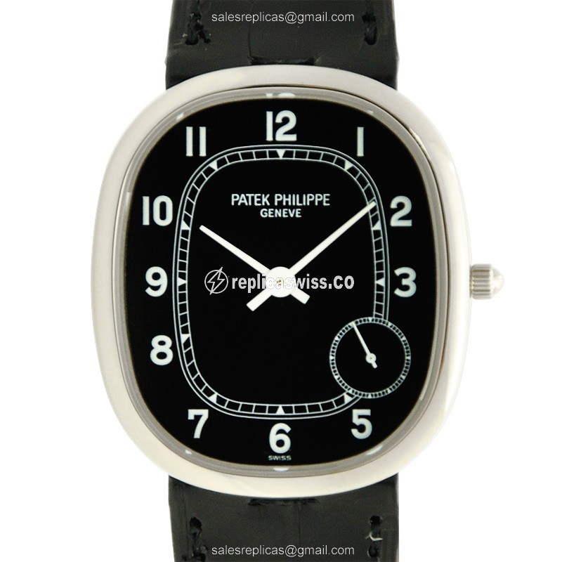 Patek Philippe 5028G-001 ELLIPSE - Auto - 18kt White Gold - Black Dial - Buckle Clasp - Luxury Replica ELLIPSE Watch