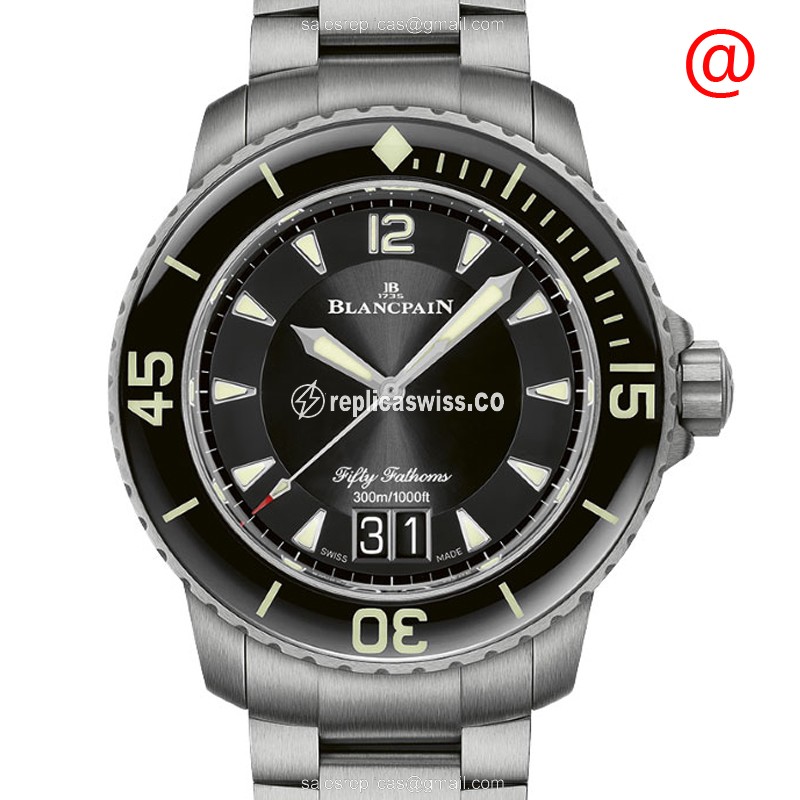 Blancpain FIFTY FATHOMS Replica - Automatic Titanium Case - Black Dial - Silver Titanium Strap - Luxury Replica FIFTY FATHOMS Watch