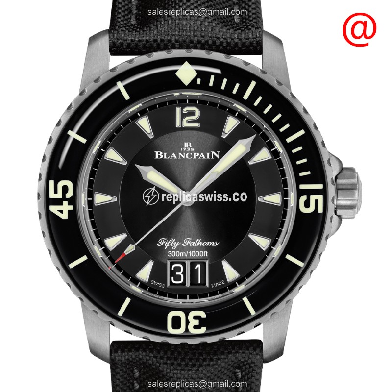 Blancpain FIFTY FATHOMS Replica - Automatic - Titanium - Black Dial - Canvas Strap - Luxury Replica FIFTY FATHOMS Watch