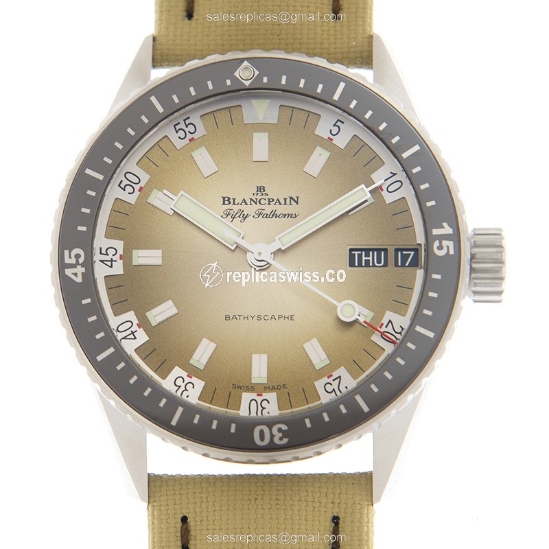 Blancpain 5052-1146-E52A Replica - Automatic - Steel Case - Brown Dial - Canvas Strap