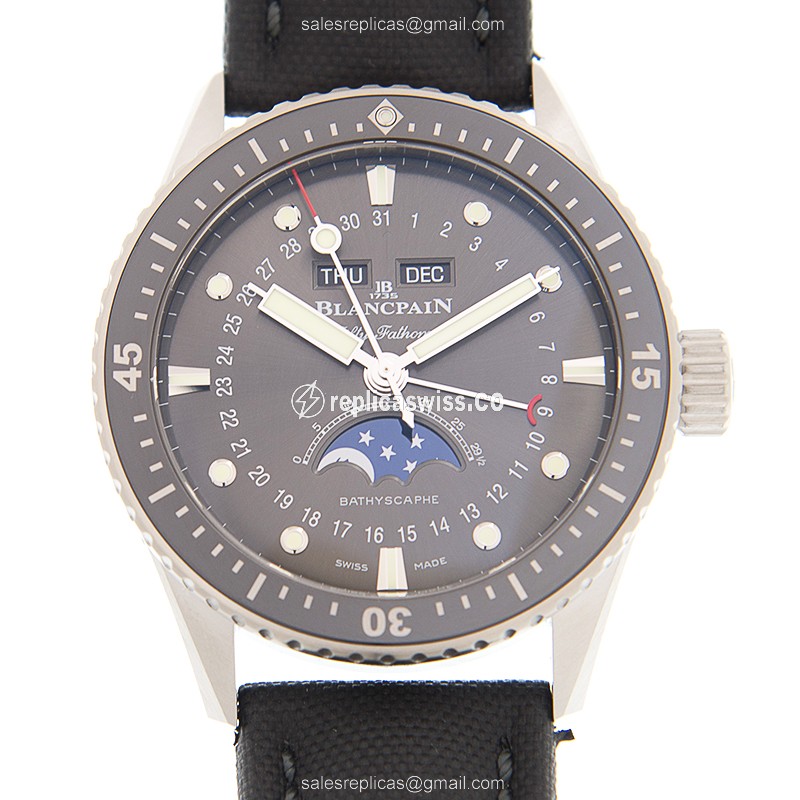 Blancpain 5054-1110-B52A Replica - Automatic - Steel - Gray Dial - Black Canvas Strap