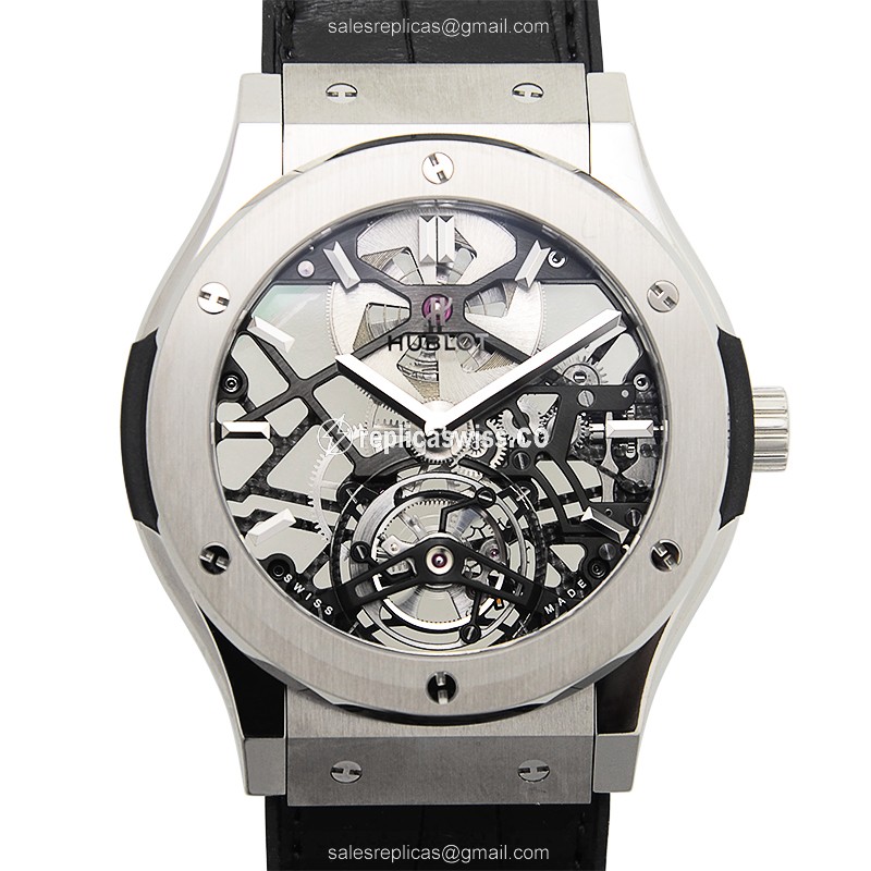 Hublot Classic Fusion Replica - Manual - Titanium - Skull Dial - Black Alligator Strap