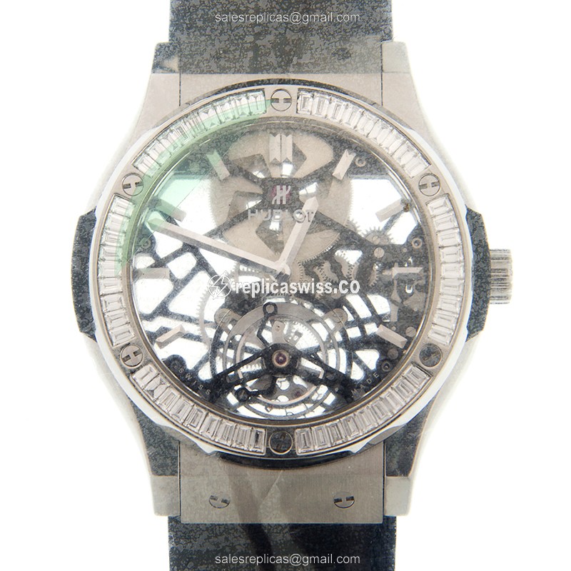 Hublot Classic Fusion Replica - Manual Wind - Titanium Case - Gray Dial - Black Alligator Strap