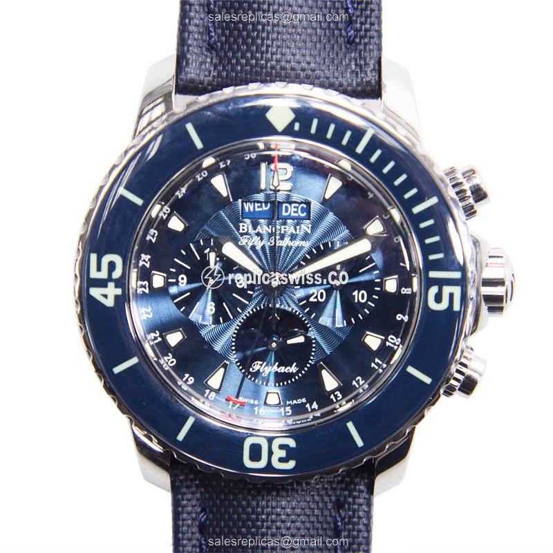 Blancpain 5066F-1140-52B FIFTY FATHOMS - Auto - Blue Steel - Blue Canvas Strap