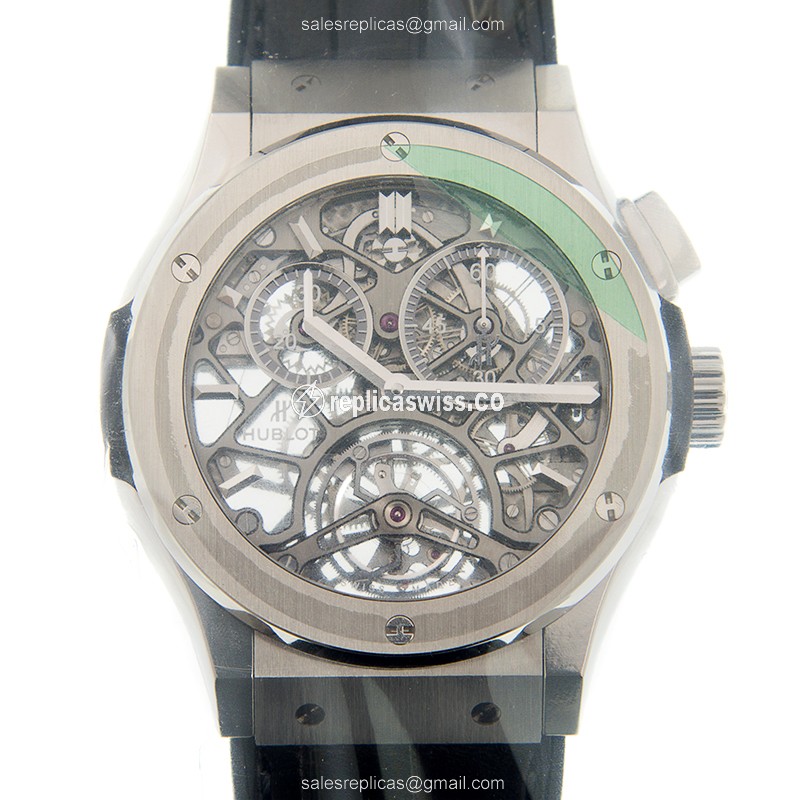 Hublot Classic Fusion Replica - Manual Wind - Titanium Case - Gray Dial - Black Alligator Strap