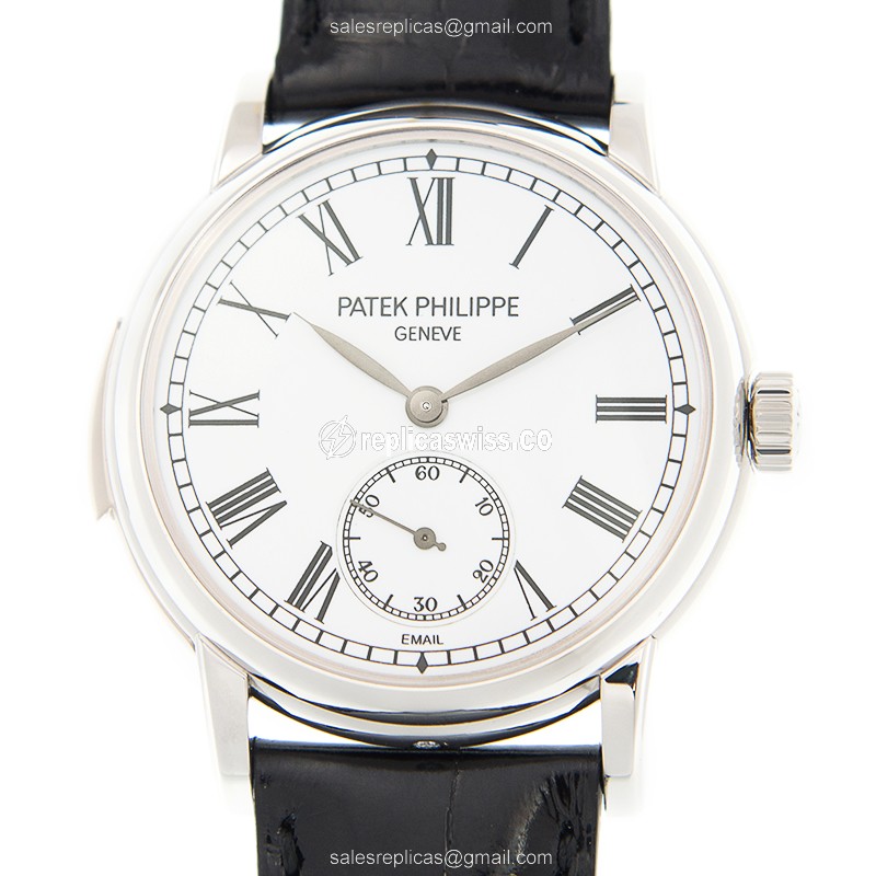 Patek Philippe 5078P-001 Grand Complications Replica - Automatic - Platinum Case - White Dial - Black Alligator Strap
