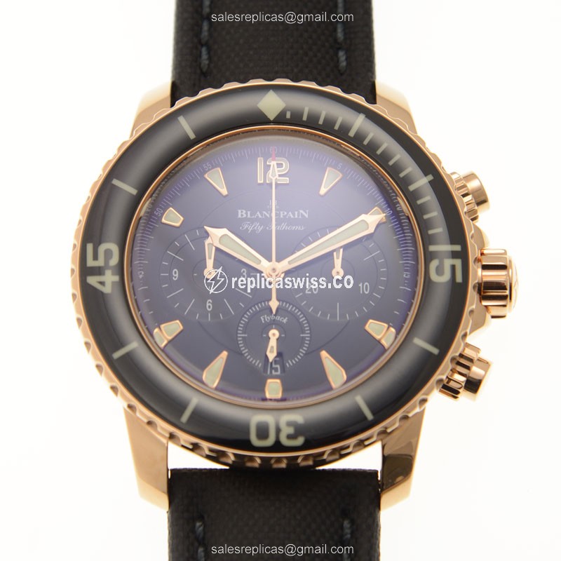 Blancpain 5085F-3630-52A Replica - Automatic - 18kt Rose Gold - Black Dial - Alligator Black Buckle