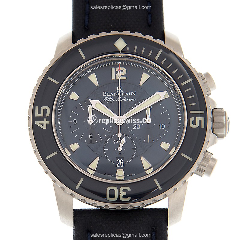 Blancpain 5085FB-1140-52B Replica - Automatic - Blue Steel Case - Canvas Blue Strap