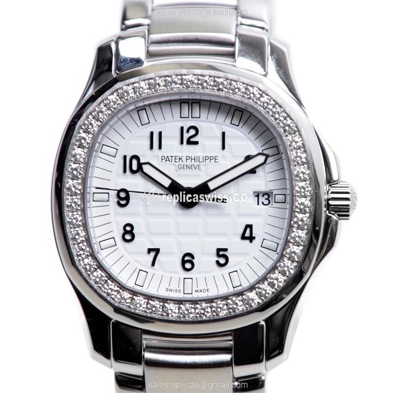 Patek Philippe AQUANAUT Quartz - Diamond Dial - White - Steel Clasp - Silver Strap