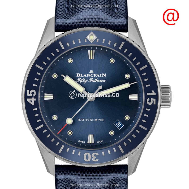 Blancpain 5100-1140-52A Replica - Automatic - Steel - Blue Dial - Canvas Blue Strap