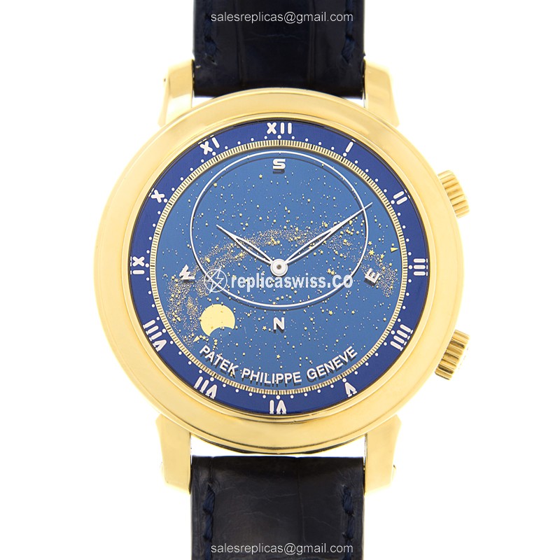 Patek Philippe 5102J-001 Grand Complications - Auto - 18kt Gold - Blue Dial - Alligator Blue Strap