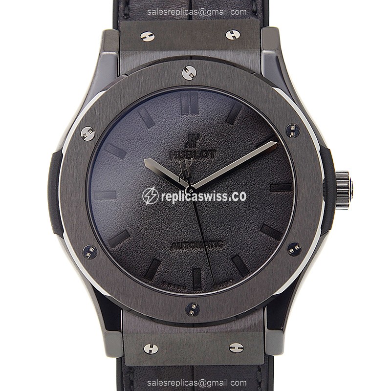 Hublot Classic Fusion Replica - Automatic - Ceramics Case - Black Dial - Rubber Strap