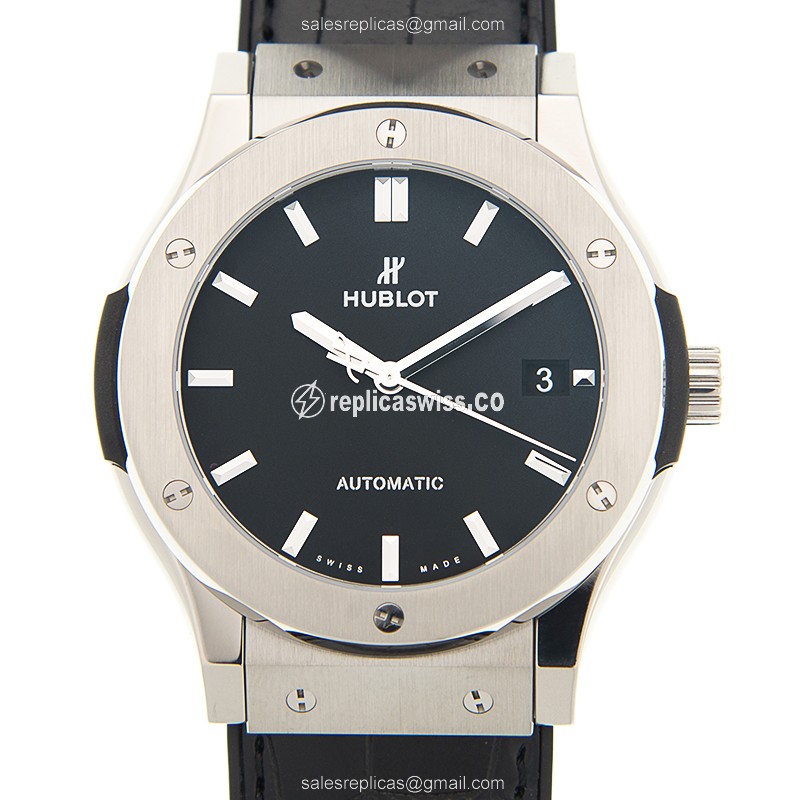 Hublot Classic Fusion Replica - Automatic - Titanium Case - Black Dial - Rubber Strap