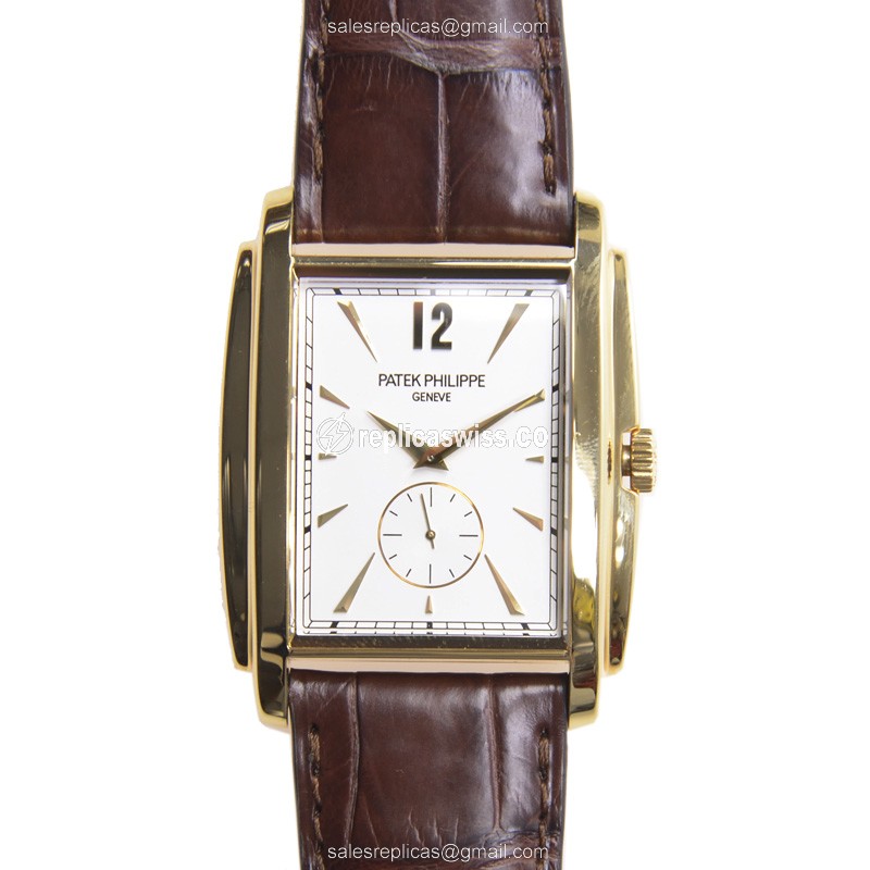 Patek Philippe 5124J-001 GONDOLO - Manual - 18kt Gold - White Dial - Brown Alligator Buckle - Luxury Replica GONDOLO Watch