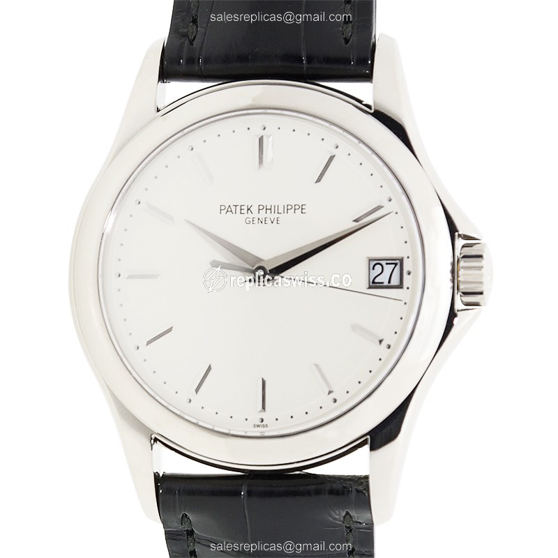 Patek Philippe 5127G-001 Replica - Automatic - 18kt White Gold - White Dial - Alligator Black Strap - Luxury Replica CALATRAVA Watch