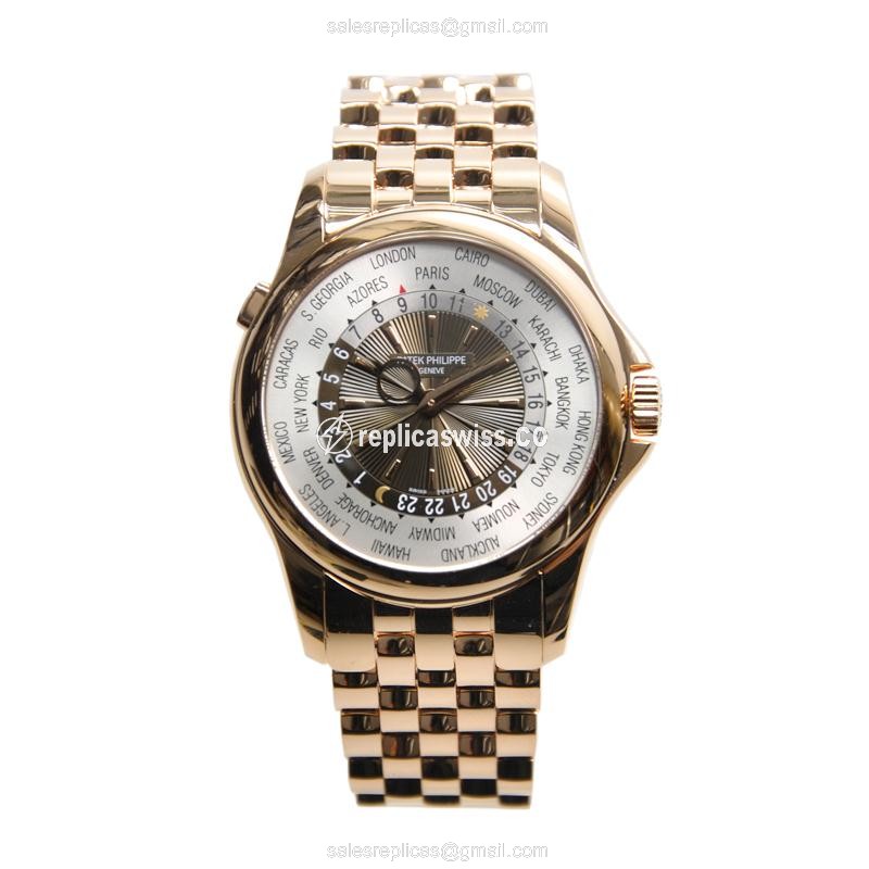 Patek Philippe 5130/1R-001 Complications - Auto - 18kt Rose Gold - Brown Dial - Gold Strap