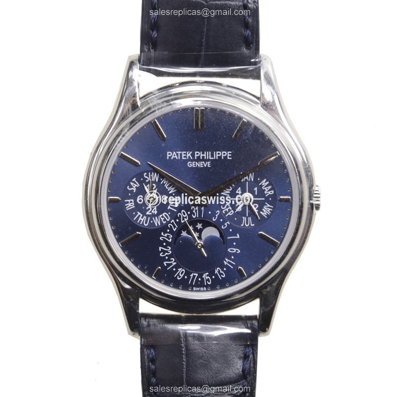 Patek Philippe 5140P-001 Replica - Automatic - Platinum - Blue Dial - Alligator Blue Strap