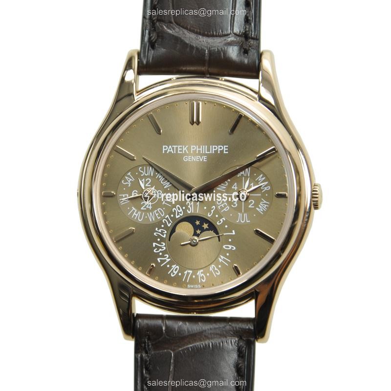 Patek Philippe 5140R-001 Replica - Automatic - 18kt Rose Gold - Brown Dial - Alligator Brown Strap