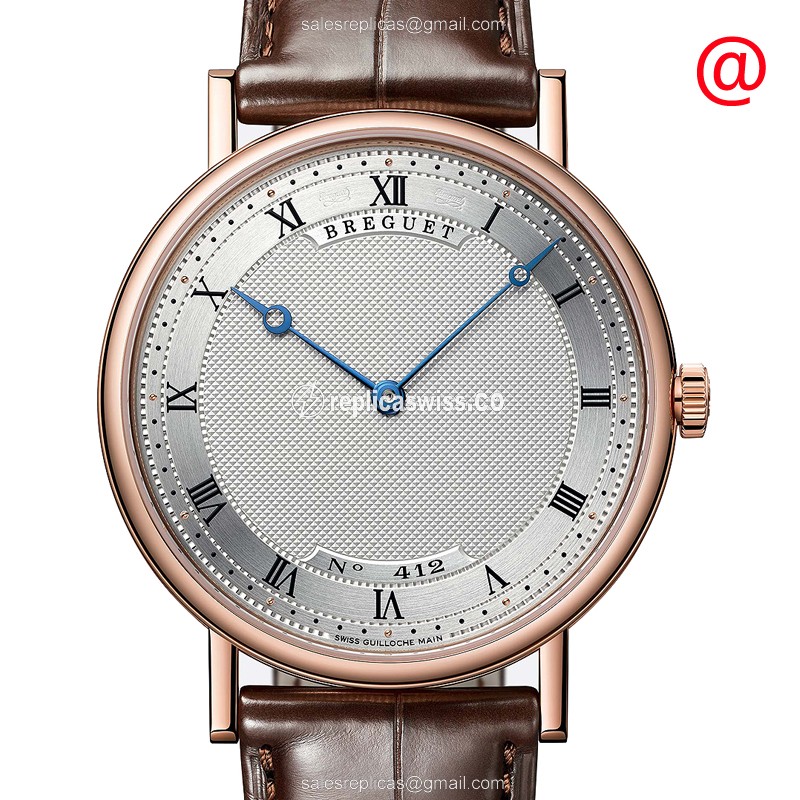 Breguet 5157BR/11/9V6 CLASSIQUE - Automatic - 18kt Rose Gold - Silver Dial - Brown Alligator Strap - Luxury Replica CLASSIQUE Watch