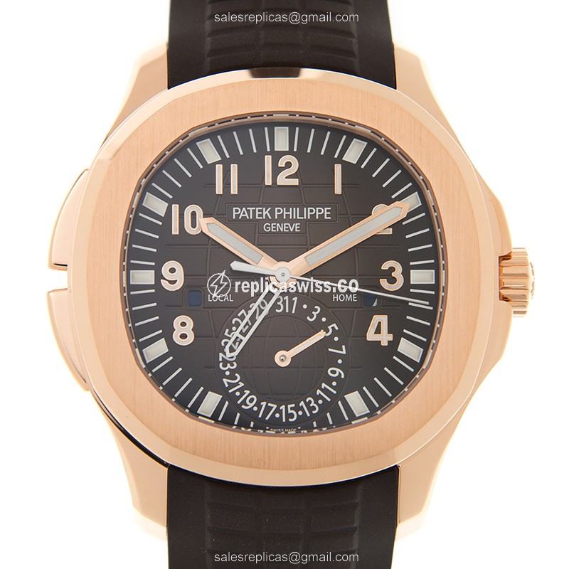 Patek Philippe AQUANAUT 5164R-001 - Automatic 18kt Rose Gold - Brown Dial & Brown Rubber Strap - Luxury Replica AQUANAUT Watch