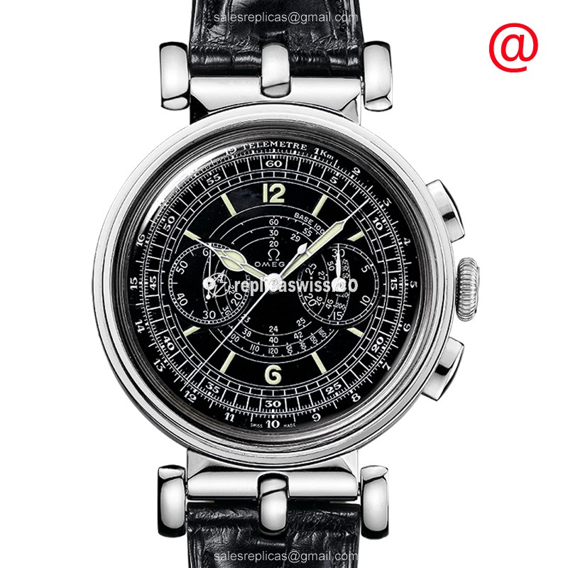 Omega 516.53.38.50.01.001 Manual Wind - 18kt White Gold - Black Dial - Leather Strap - Buckle Clasp - Luxury Replica SPECIALITIES Watch