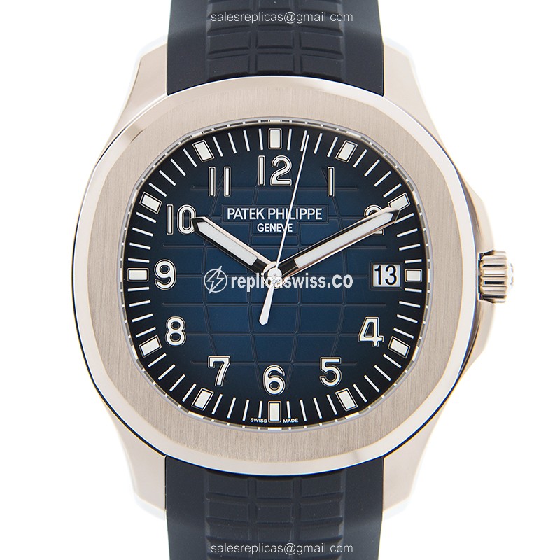 Patek Philippe AQUANAUT Replica - Automatic - 18kt Gold - Blue Dial, Black Rubber Strap